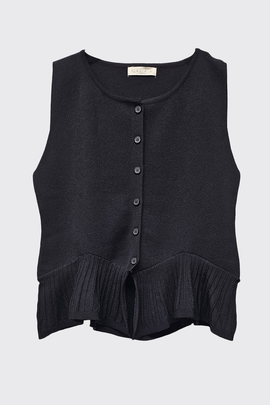 Knit Ruffle Hem Cardigan Sweater Tank