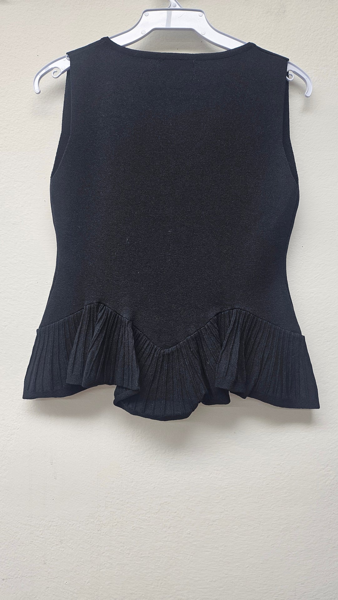 Knit Ruffle Hem Cardigan Sweater Tank