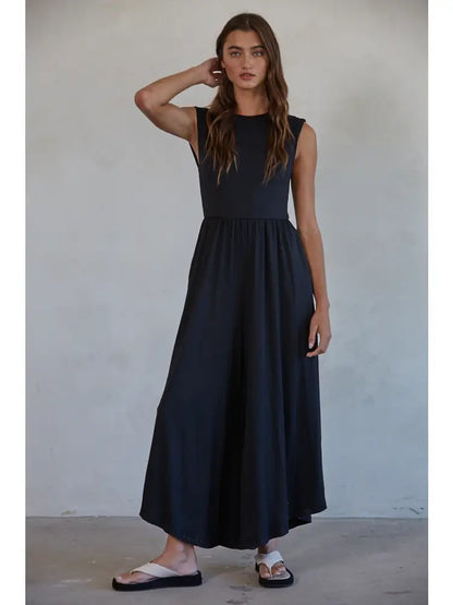 Spandex Open Back Wide Leg Jumpsuit