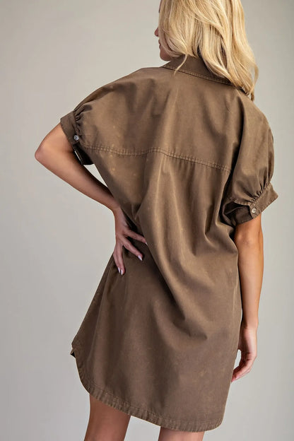 Mineral Washed Mini Shirt Dress