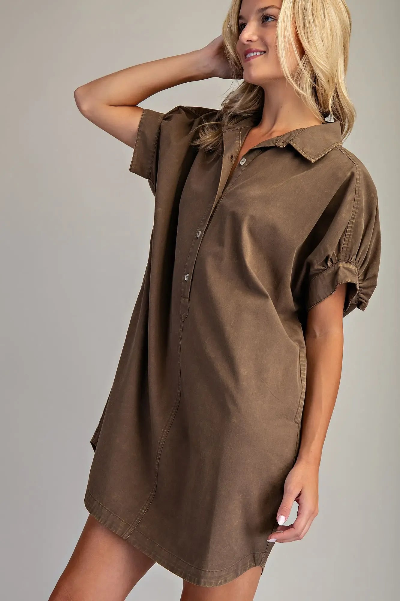 Mineral Washed Mini Shirt Dress