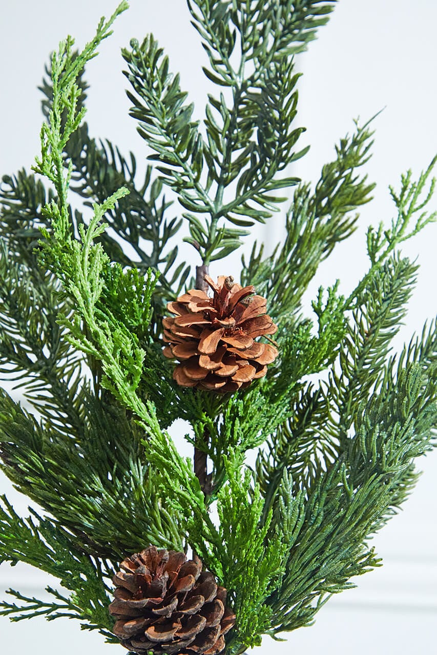 24" Real Touch Cedar/Spruce Pinecone Spray Stem