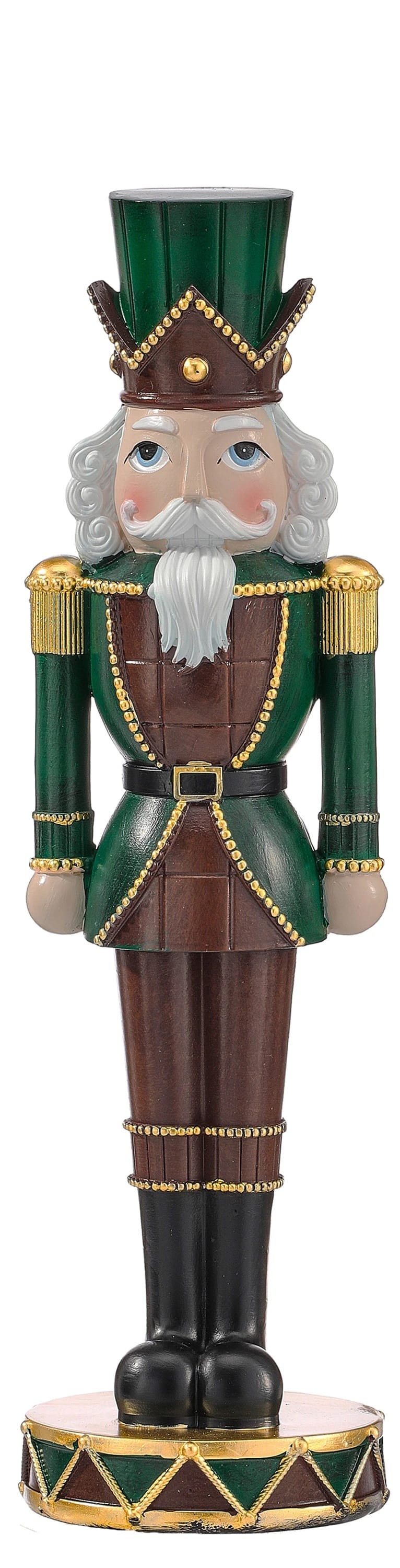 Regency 13.5 inch green and brown resin nutcracker figurine with gold accents