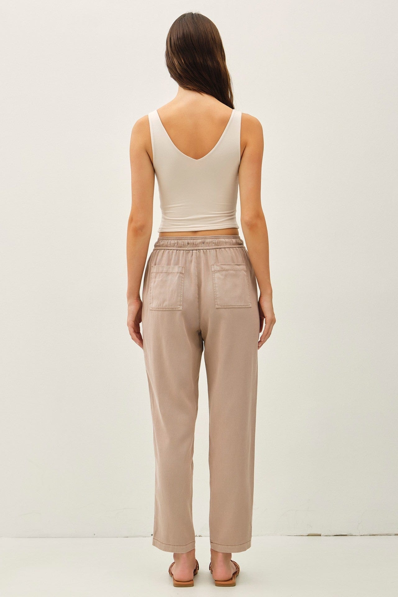 Tencel Blend Tapered Pants W/ Accent Color