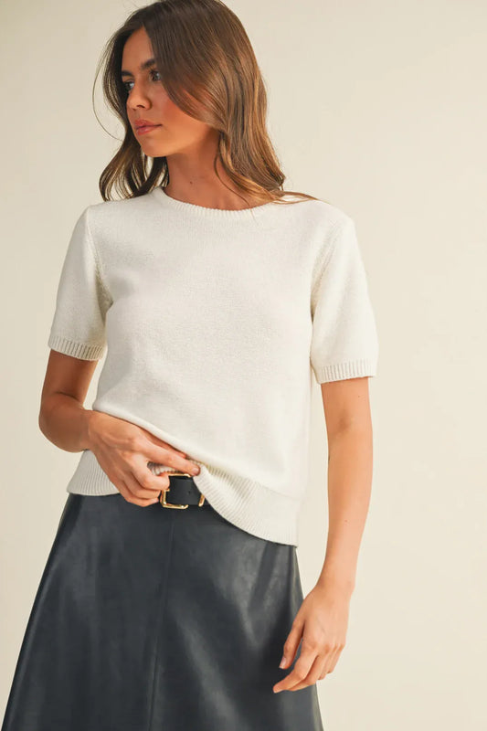Short Sleeve Crew Neck Sweater