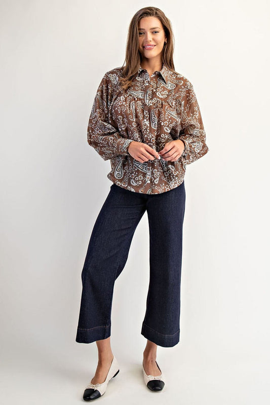 Paisley Printed Long Sleeve Blouse