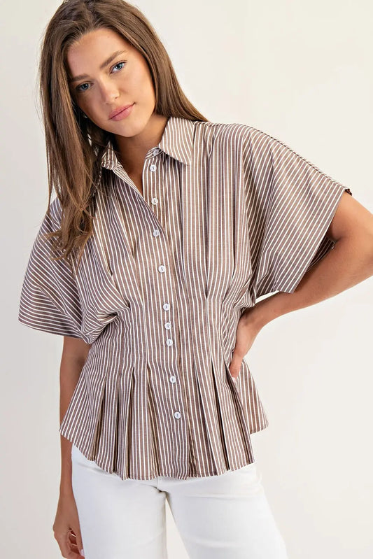 Striped Pleated Blouse