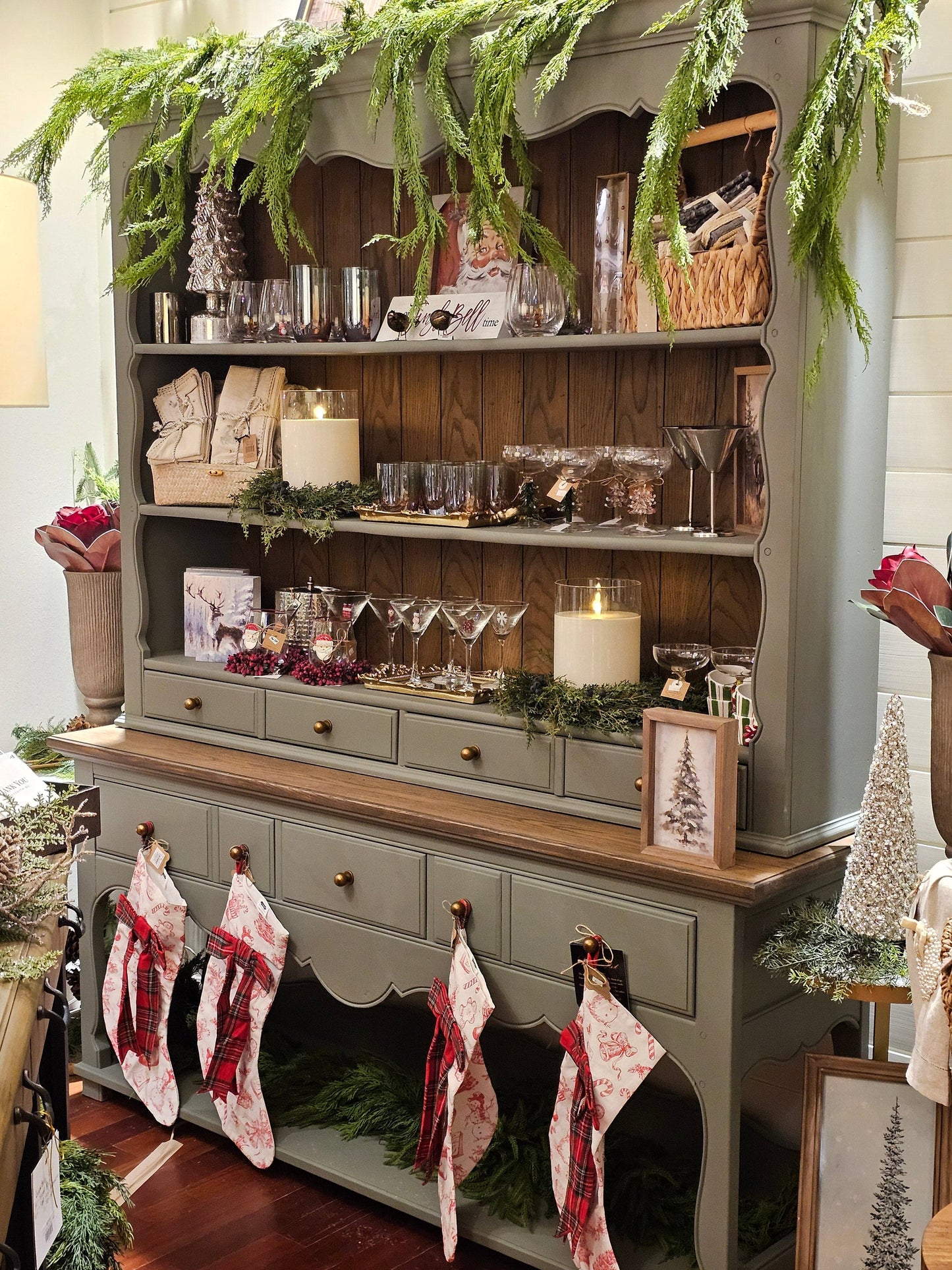 OTP - Thomasville 2 pc Open Hutch - Custom Green