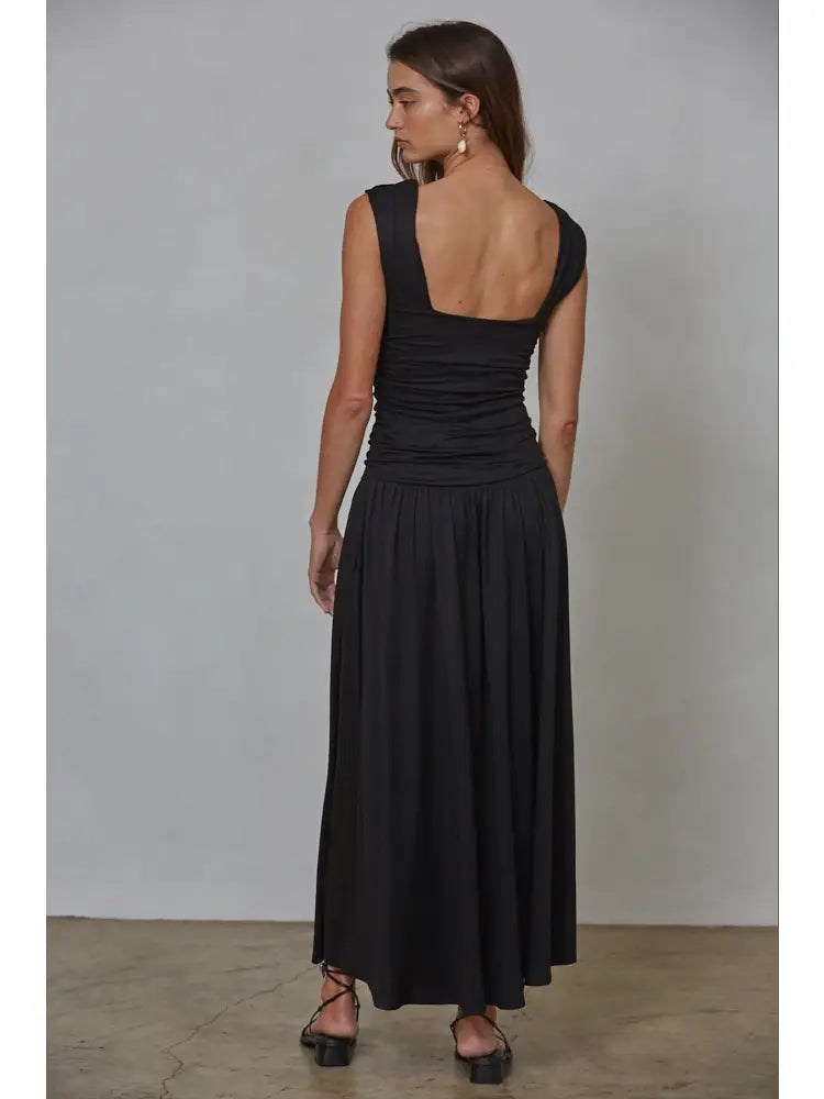 Knit Polyester Spandex Ruched Side Sleeveless Dress