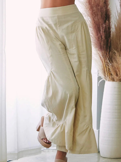 Wide Leg Ruffle Pants