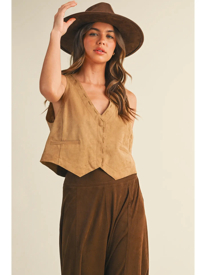 Button Down Suede Vest