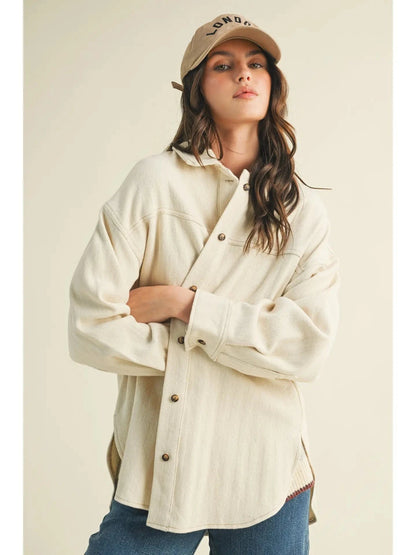 Long Sleeve Oatmeal Button Down Shirt