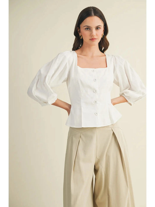 Square Neck Button Up Top