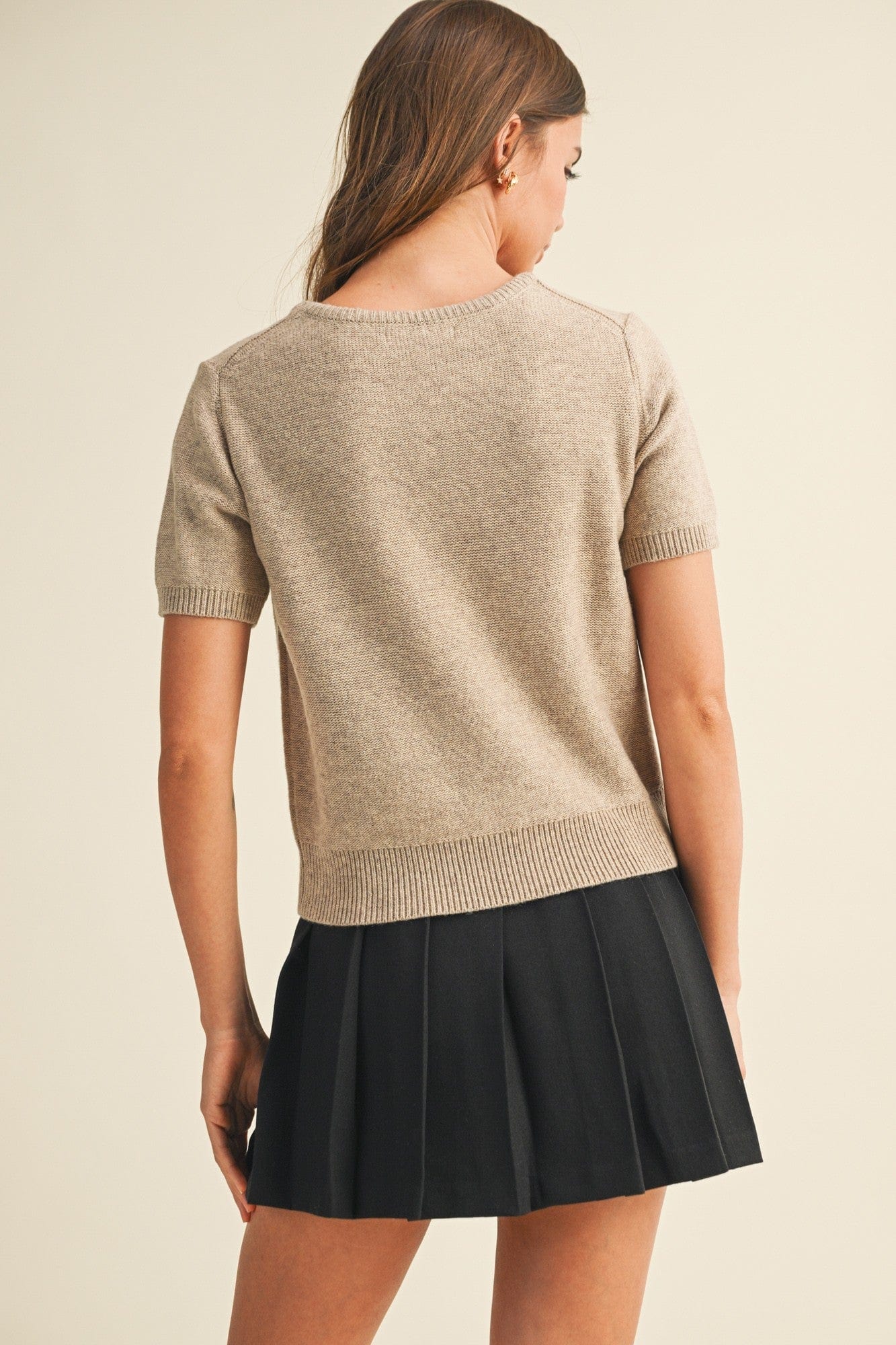 Short Sleeve Crew Neck Sweater