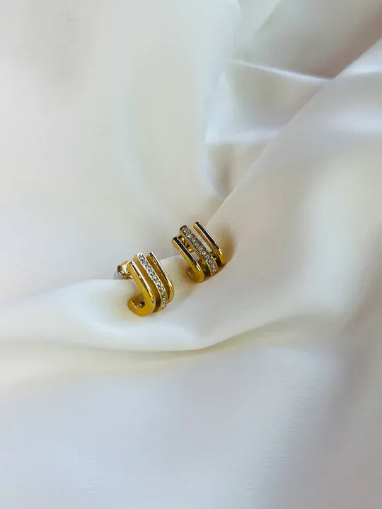 Sadie Dainty Triple Strand with CZ Earrings