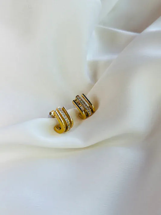 Sadie Dainty Triple Strand with CZ Earrings