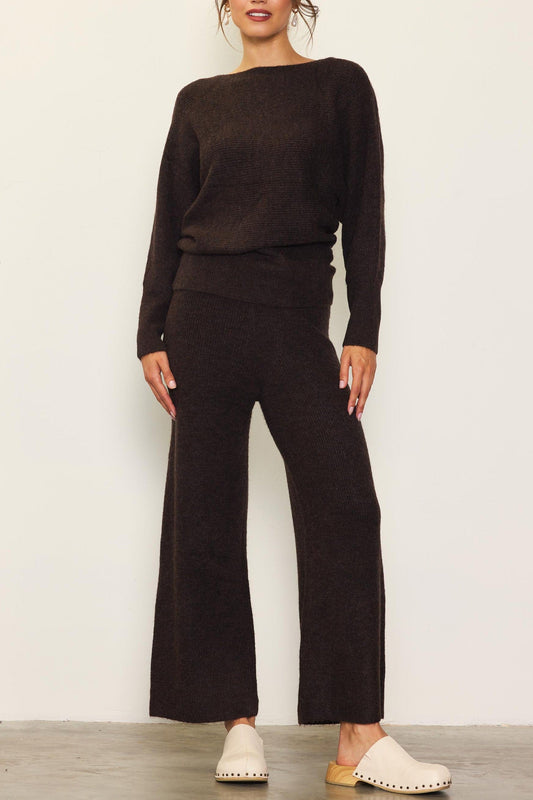 Off Shoulder Rib-knit Sweater Set