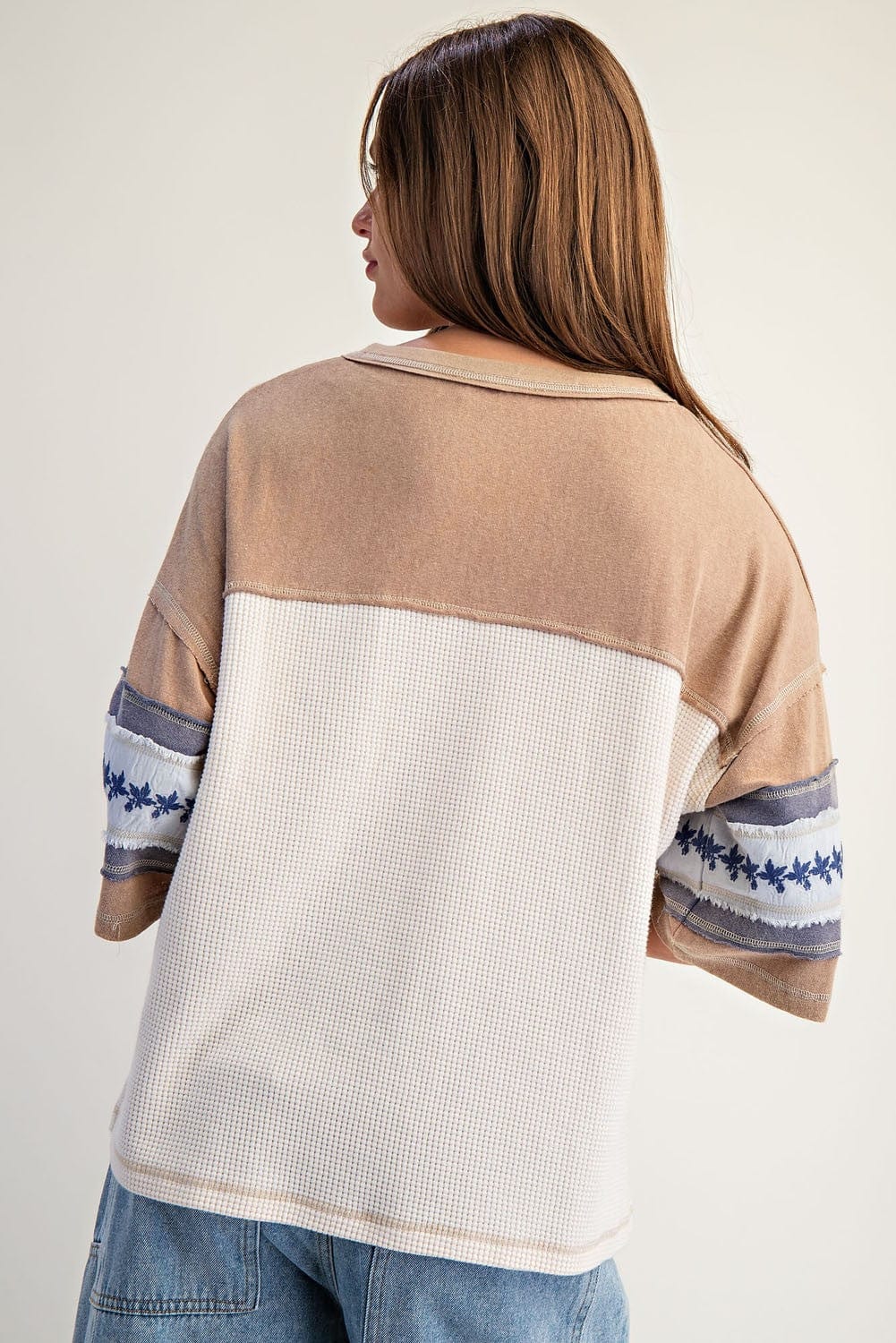 Snow Wash Varsity Waffle Knit T-Shirt