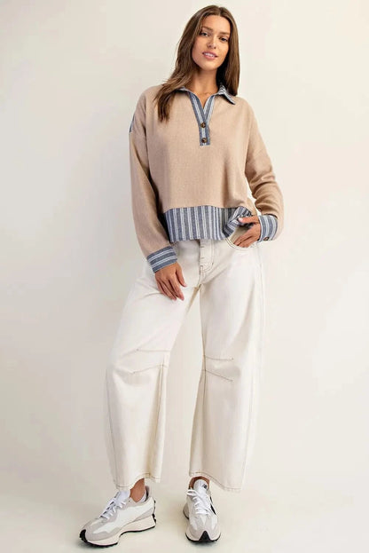 Striped Contrast Waffle Top