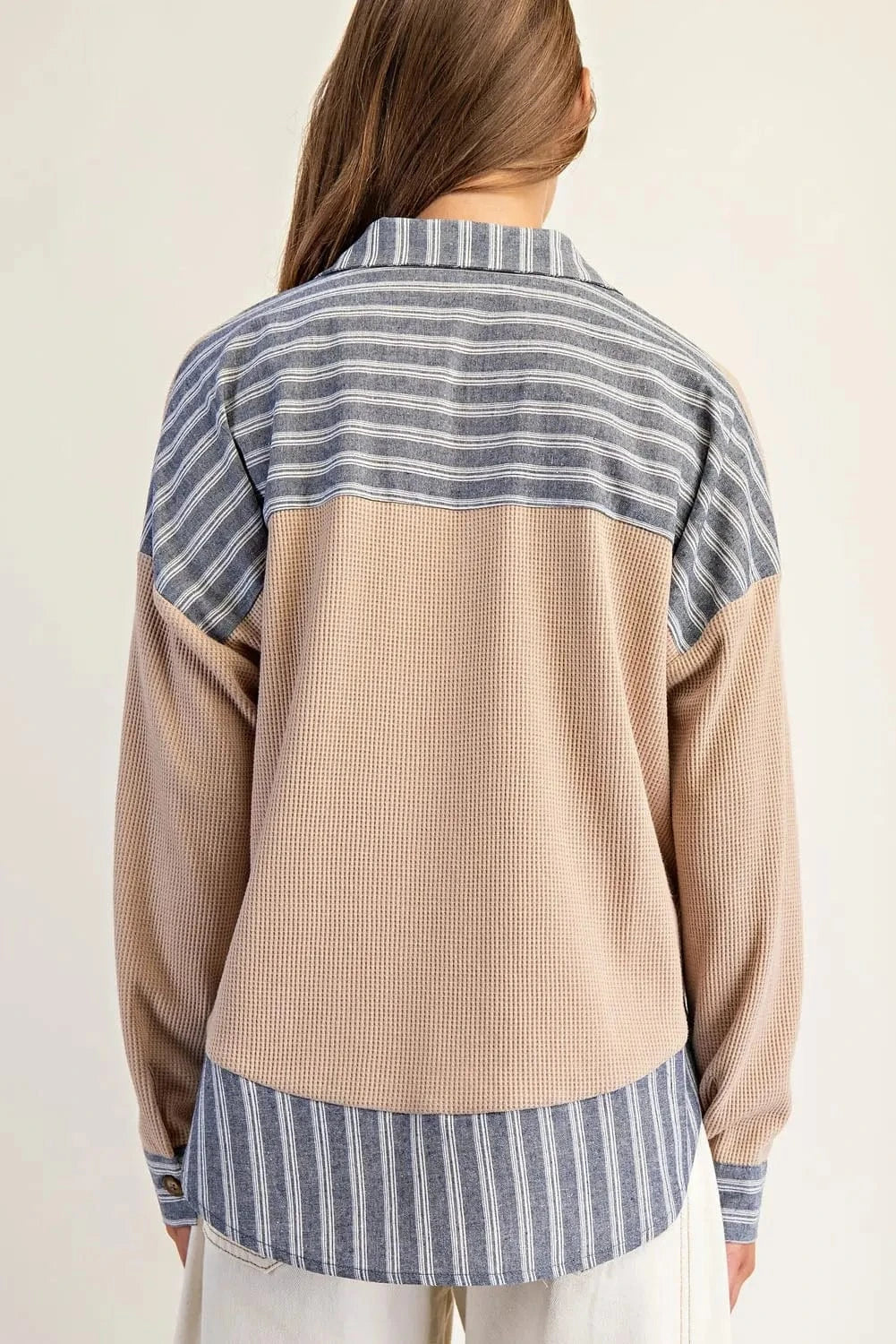 Striped Contrast Waffle Top