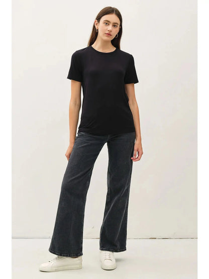 Color-Bamboo/Modal Basic Round Neck T-Shirt