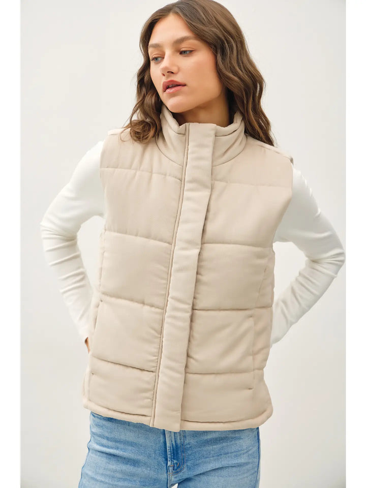 Suede Like Puffer Vest