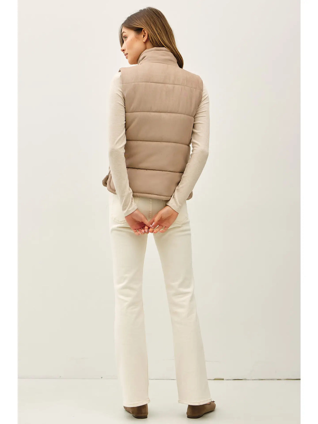 Suede Like Puffer Vest