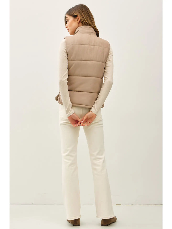 Suede Like Puffer Vest