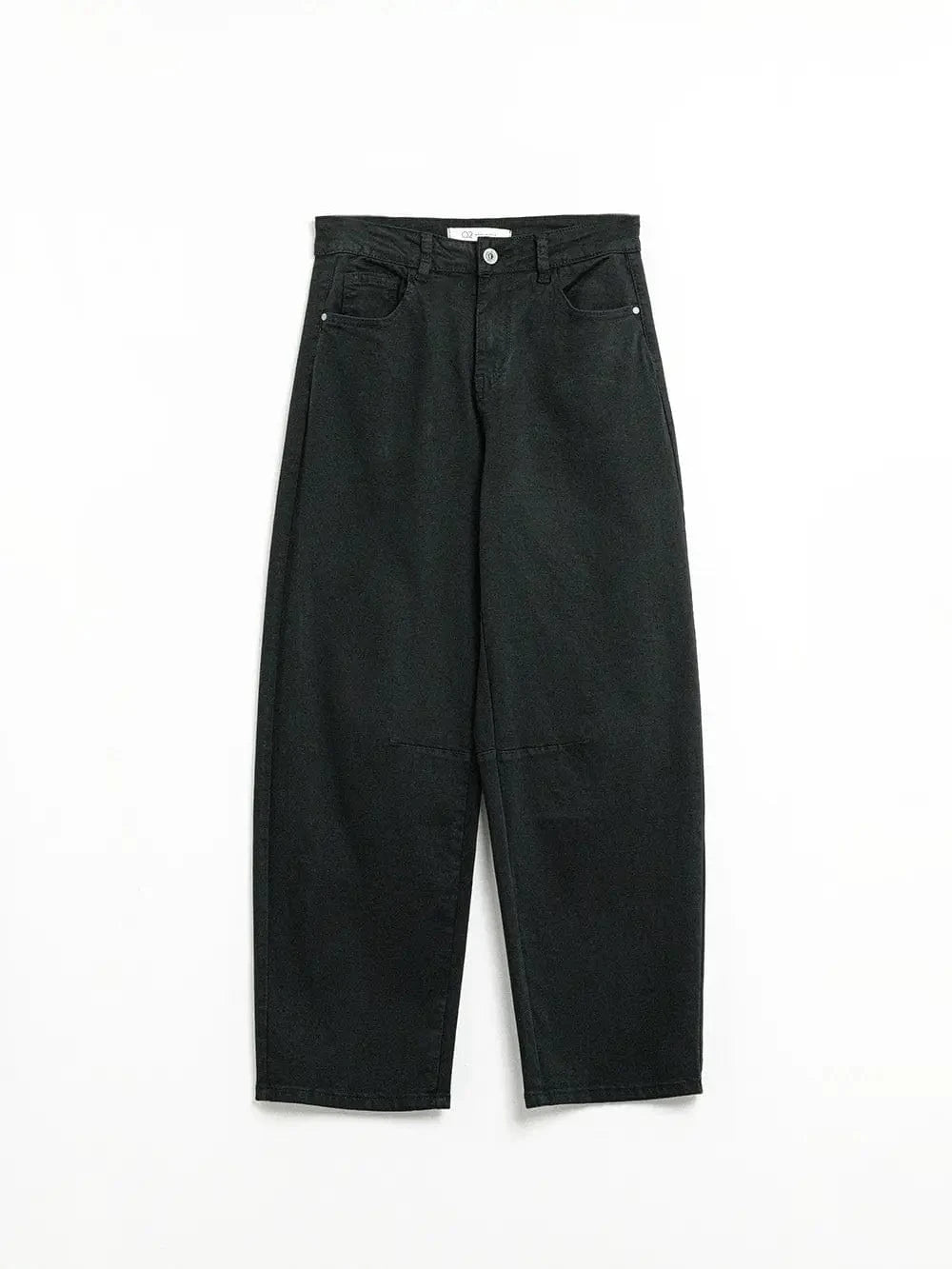Comfortable Stretch Jeans w/ Barrel Leg - Black