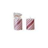 Flameless LED Pillar Candle with Candy Cane Stripes & 6 Hour Timer