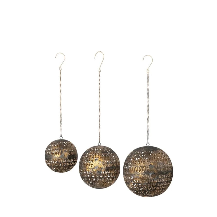 Metal Opening Ball Ornament with Closures & Cut-Outs Asst Sizes