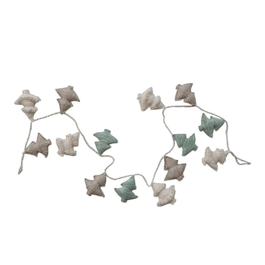 Woven & Jute Tree Garland with Embroidery, Sequins & Cord