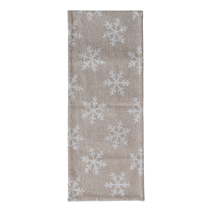 Woven Recycled Fabric Jacquard Table Runner with Snowflake Pattern
