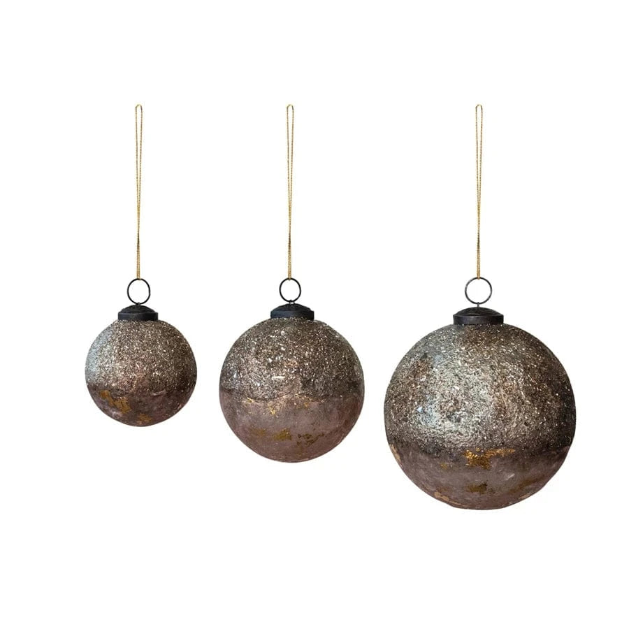 Textured Glass Ball Ornament with Mica Flakes