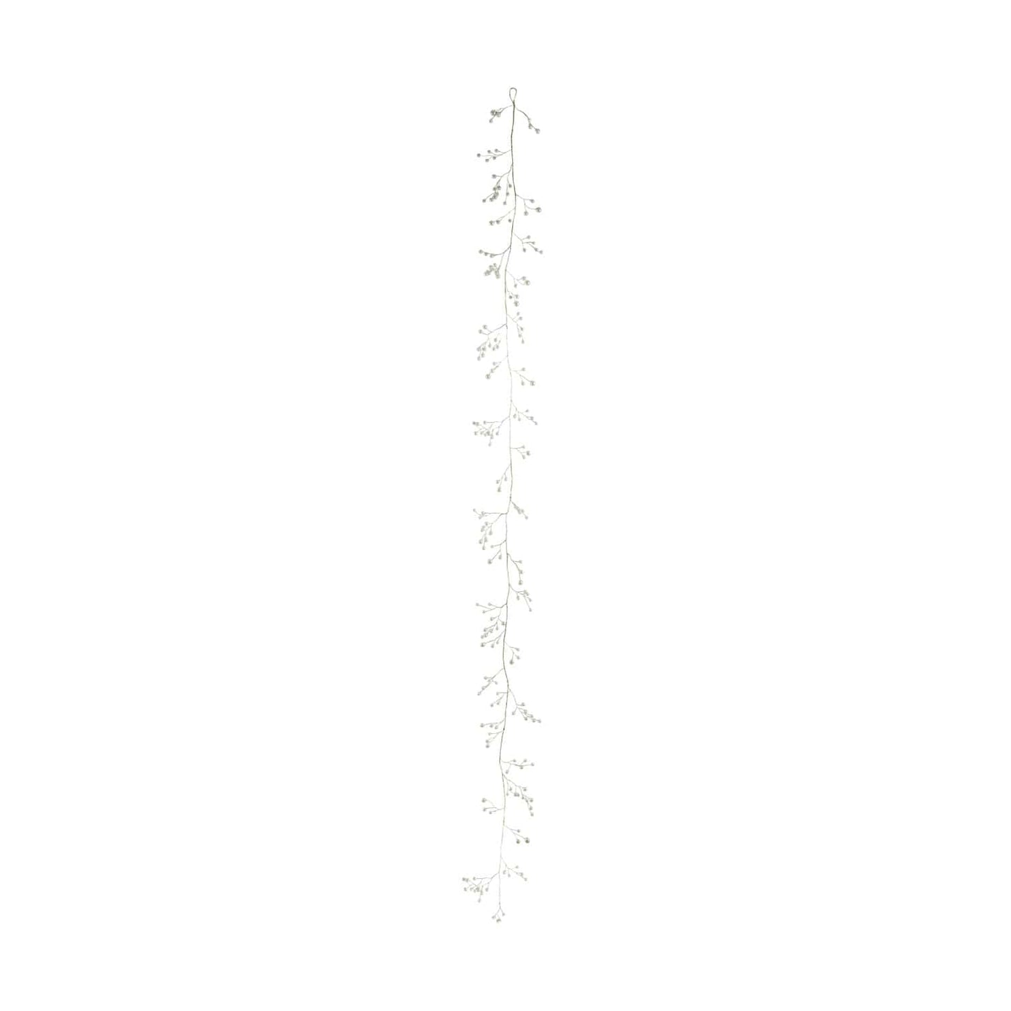 Slender gold wire garland with small faux pearl bead clusters, 72 inches long