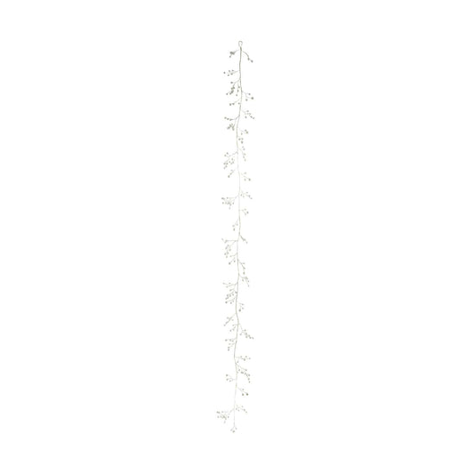 Slender gold wire garland with small faux pearl bead clusters, 72 inches long